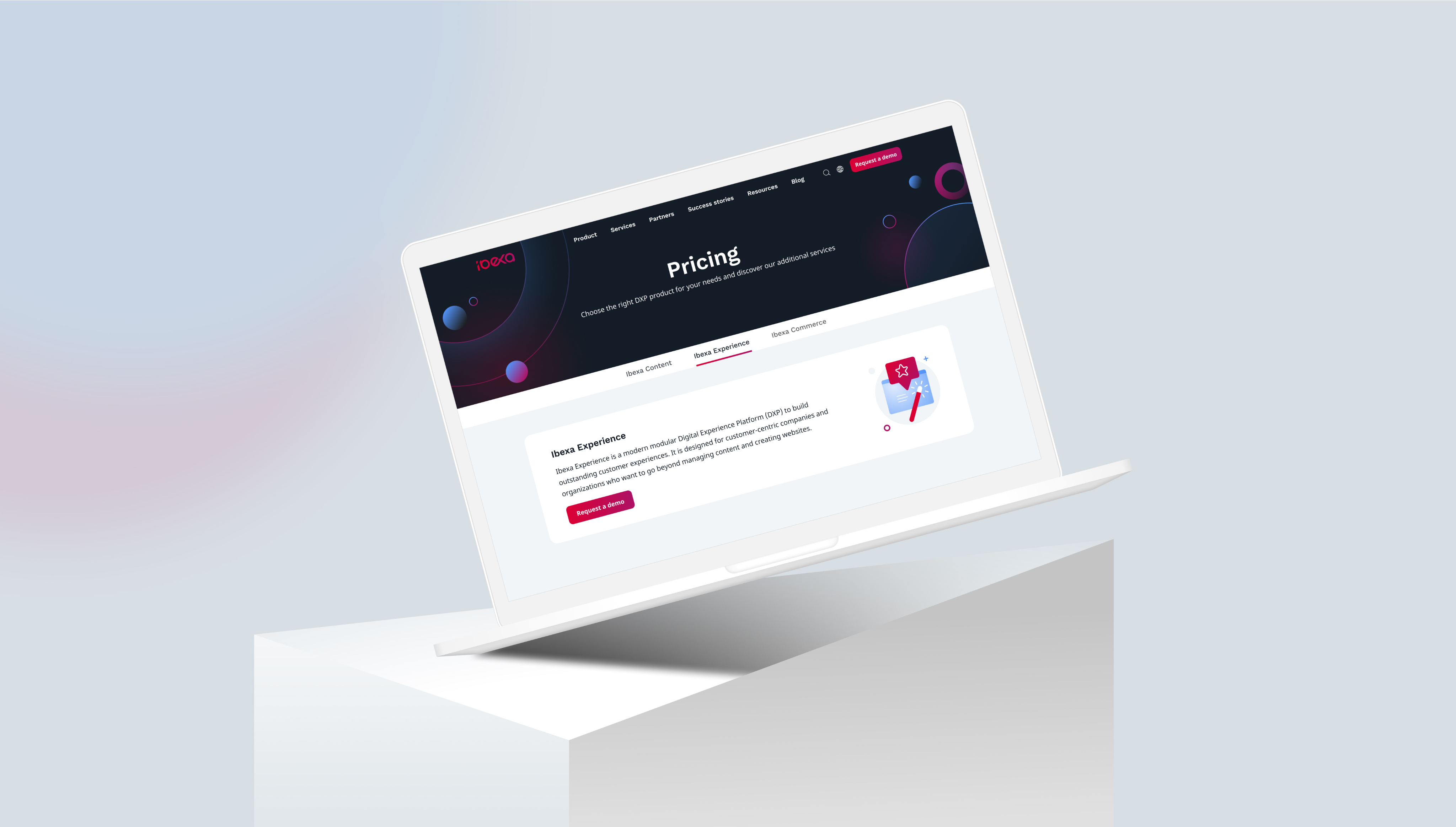 Emblem design for Madame FC depicting an M monogram in a circle with the words "Madame FC EST. 2003" inside on top of a background image of a soccer stadium.